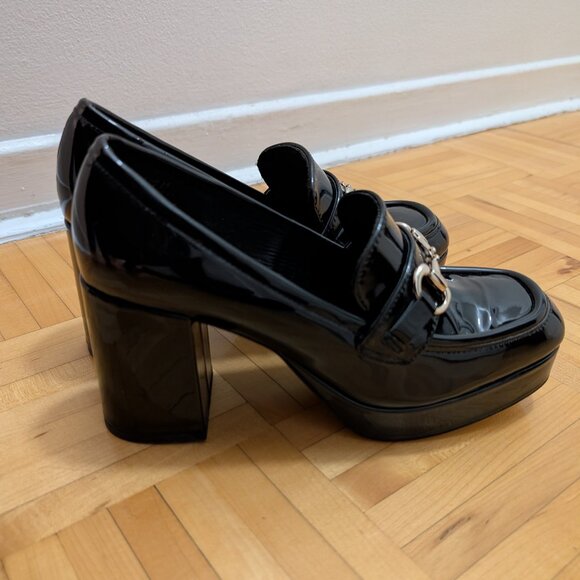 BLACK CHUNKY BLOCK HEELS - Picture 1 of 6